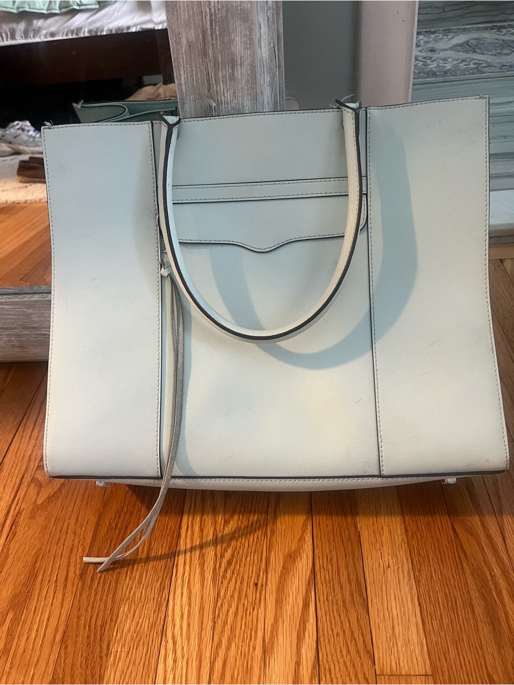 Rebecca Minkoff Pale Blue Leather Tote with Top Handles